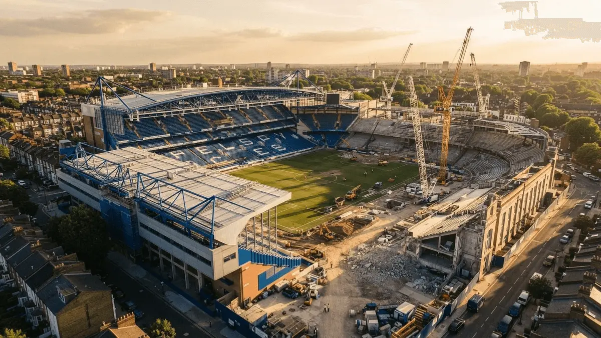 Stamford Bridge stadium during 1990s transformation under Ken Bates ownership