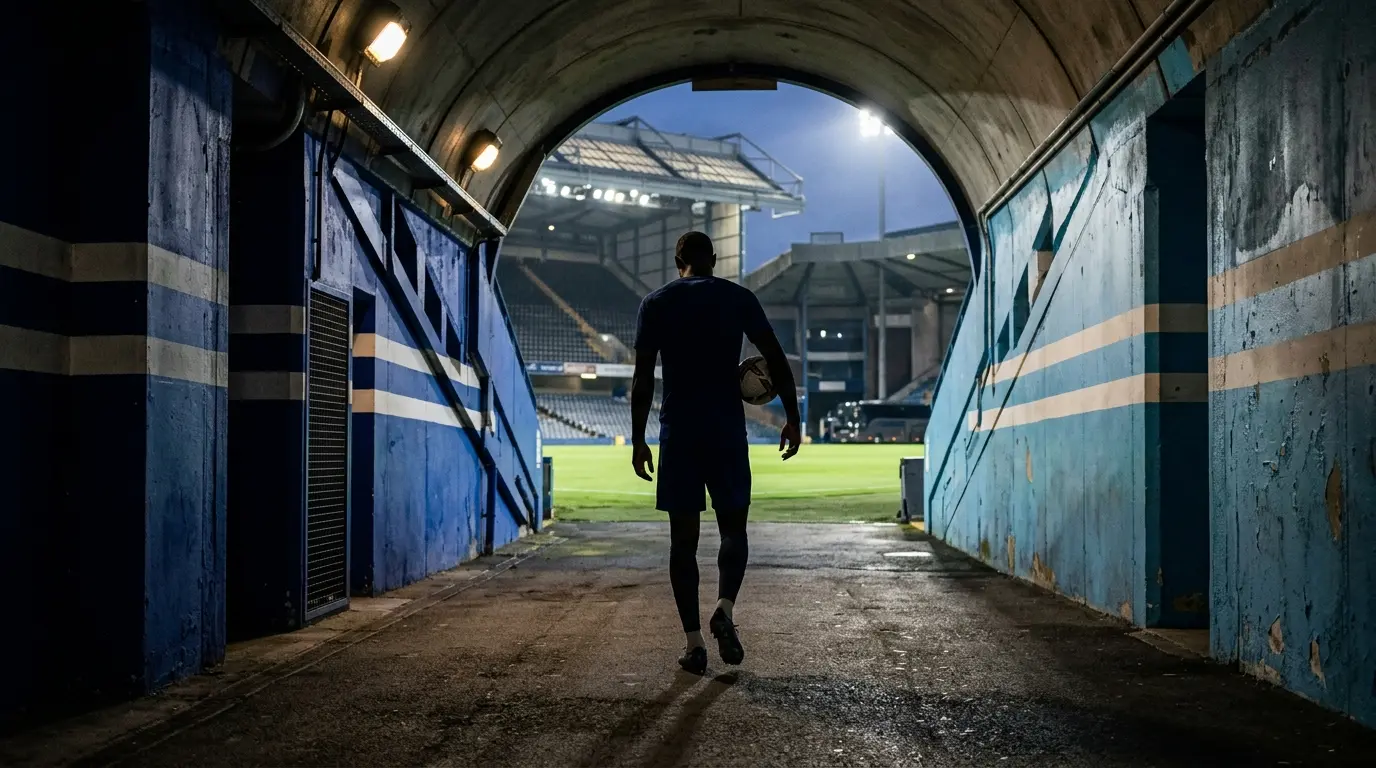 Anonymous defender walking through a stadium tunnel as Chelsea and Napoli negotiate a potential loan transfer