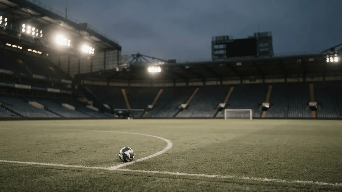 Empty Stamford Bridge pitch under floodlights representing Chelsea’s Carabao Cup fixture clash with Luton