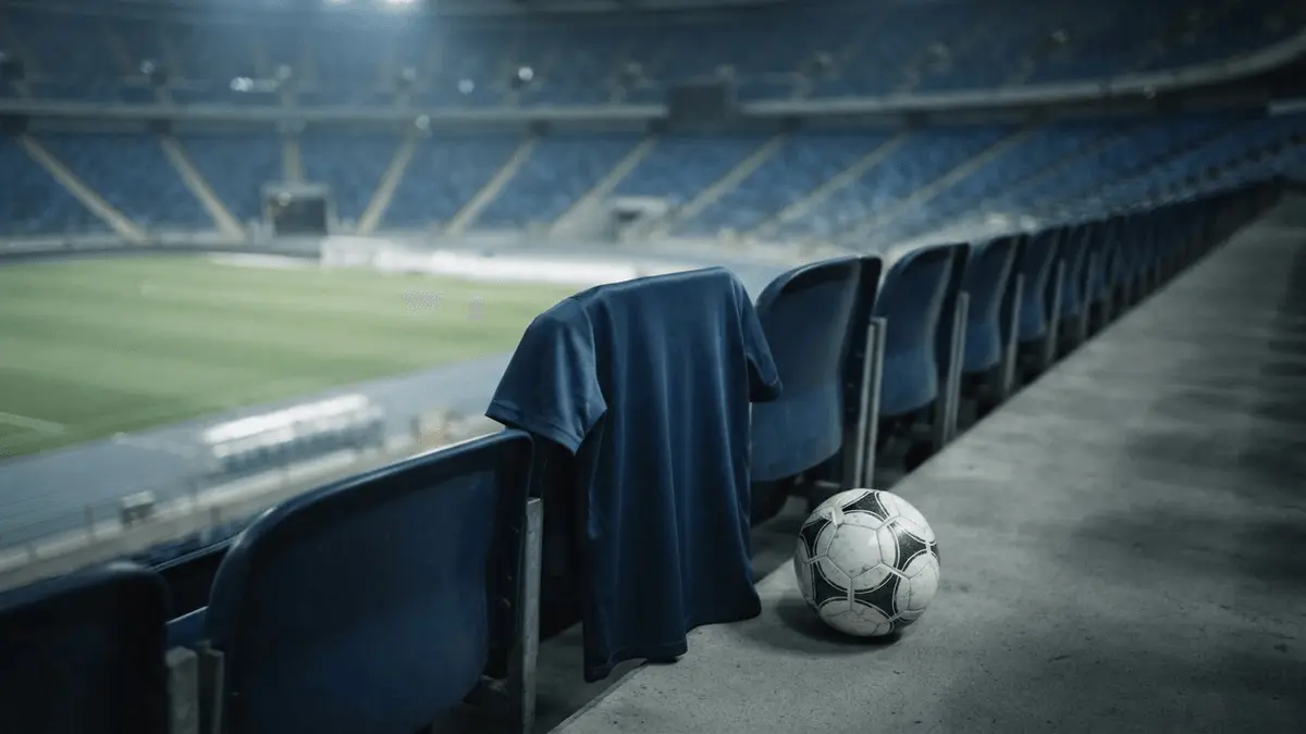 Chelsea shirt and football in an empty stadium representing Pedro Neto transfer uncertainty