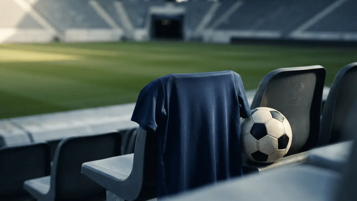 Chelsea midfield shirt and football in an empty stadium representing Enzo Fernandez transfer uncertainty