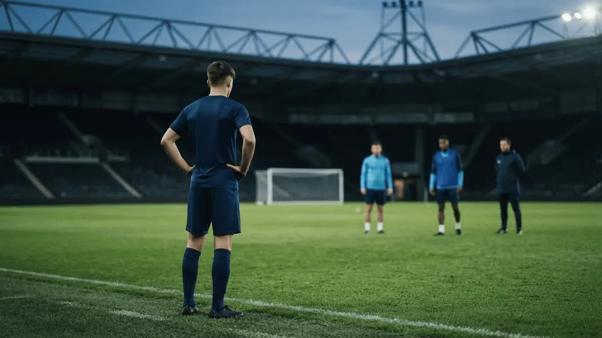 Lone Chelsea forward silhouette on a floodlit pitch as competition for attacking places intensifies