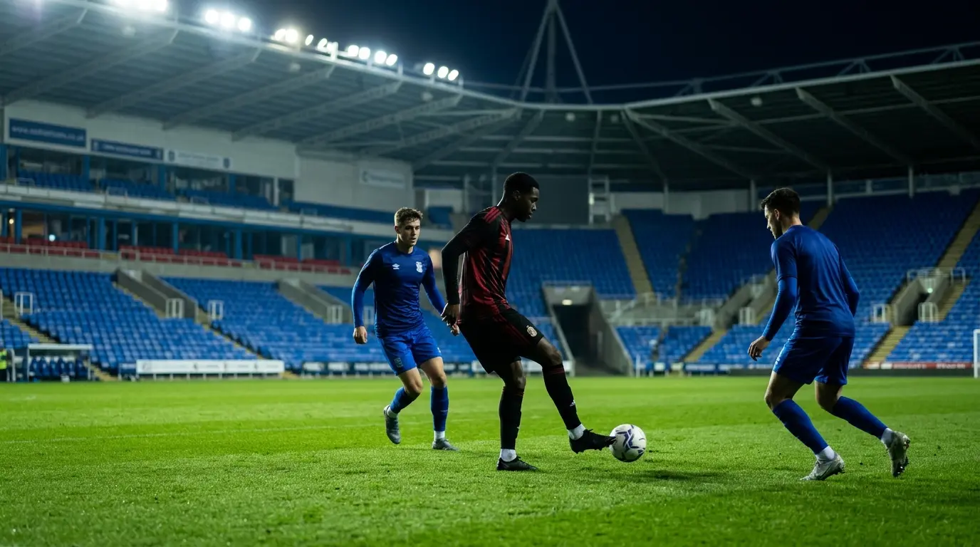 Anonymous midfielders in Chelsea blue during a tactical football scene representing Alex Scott transfer speculation