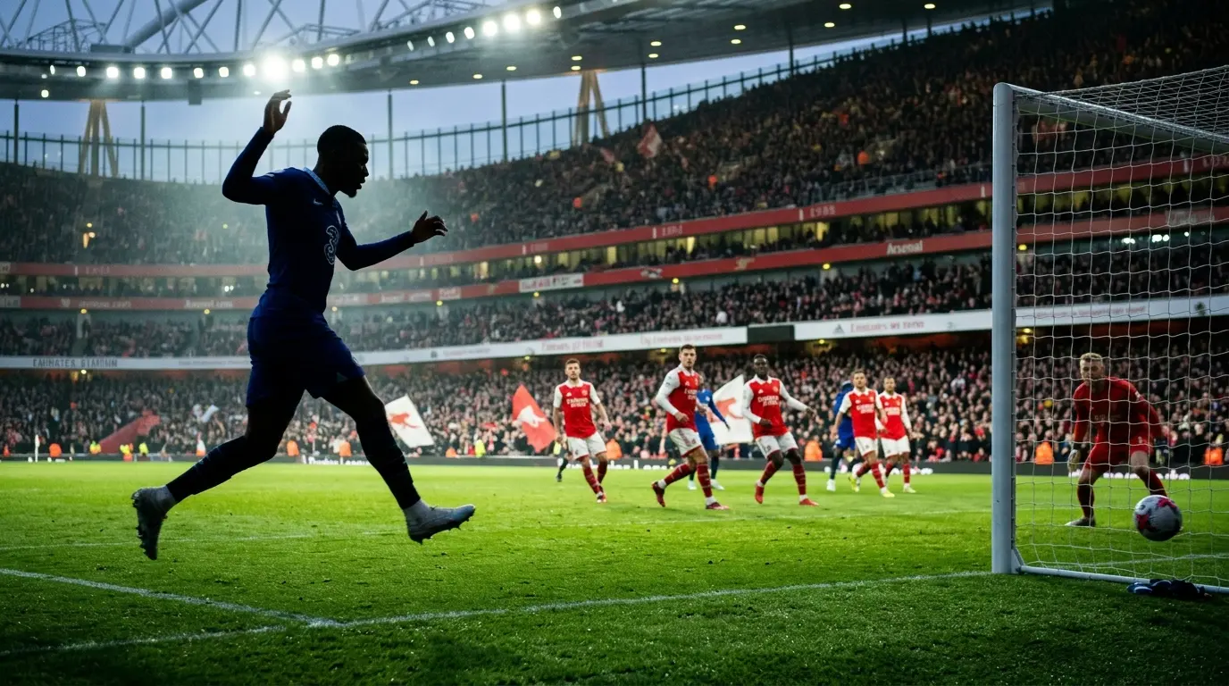 Chelsea attacker volleys early against Arsenal as the Blues struggle to sustain their attacking threat